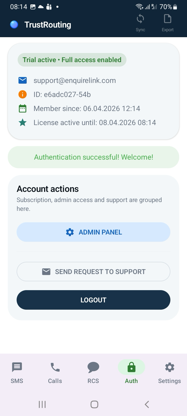 App activated