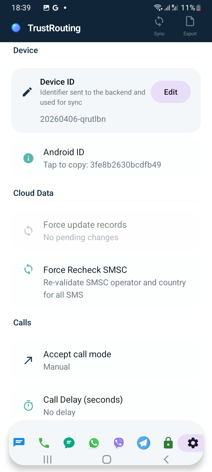 Cloud settings